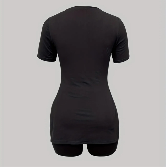 Womens Black / White / Red "Please Don't Try Me, Try Jesus" 2-Piece Shorts Set - Picture 11 of 11